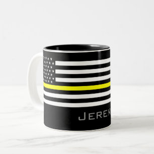 Tasse 2 Couleurs Ligne jaune mince personnalisée drapeau