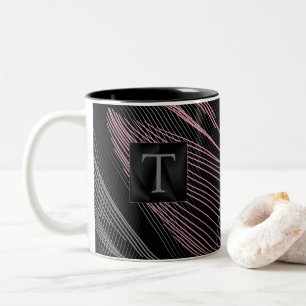 Tasse 2 Couleurs Lignes Botaniques Élégantes Modernes Gris Rose Noi