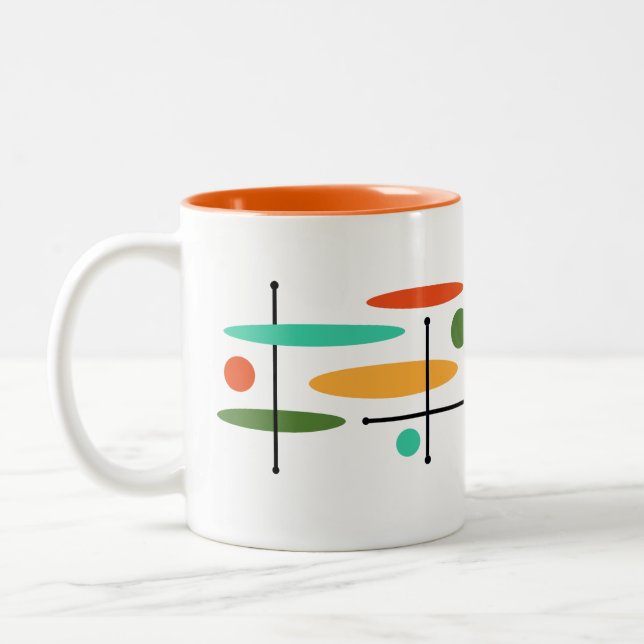 Tasse 2 Couleurs Lignes de points ovales rétro (Gauche)