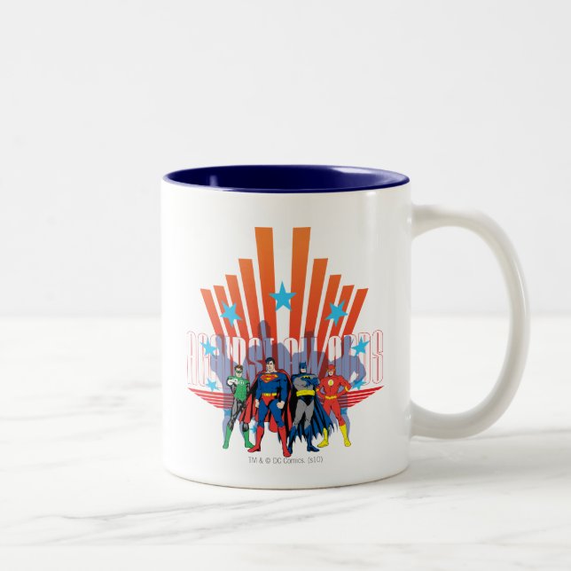 Tasse 2 Couleurs Ligue de Justice "Contre Toutes Les Odeurs" (Droit)