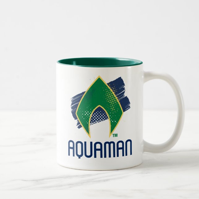 Tasse 2 Couleurs Ligue de Justice | Symbole Aquaman à demi-teintes  (Droit)