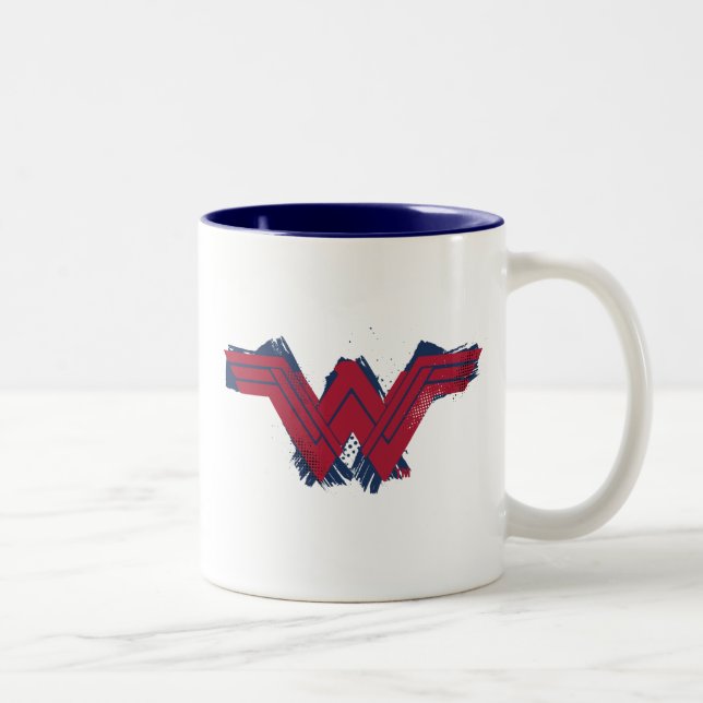 Tasse 2 Couleurs Ligue de Justice | Symbole de femme Wonder brossé (Droit)