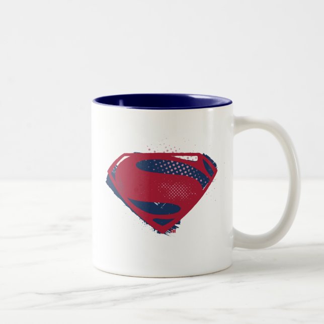 Tasse 2 Couleurs Ligue de Justice | Symbole Superman brosse et demi (Droit)