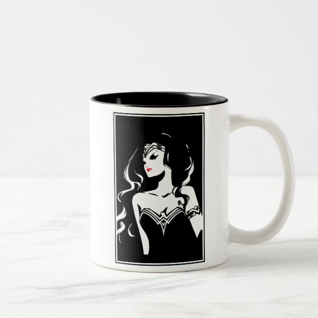 Tasse 2 Couleurs Ligue de Justice | Wonder Woman Noir Pop Art (Droit)
