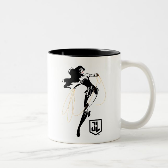 Tasse 2 Couleurs Ligue de Justice | Wonder Woman with Lasso Pop Art (Droit)