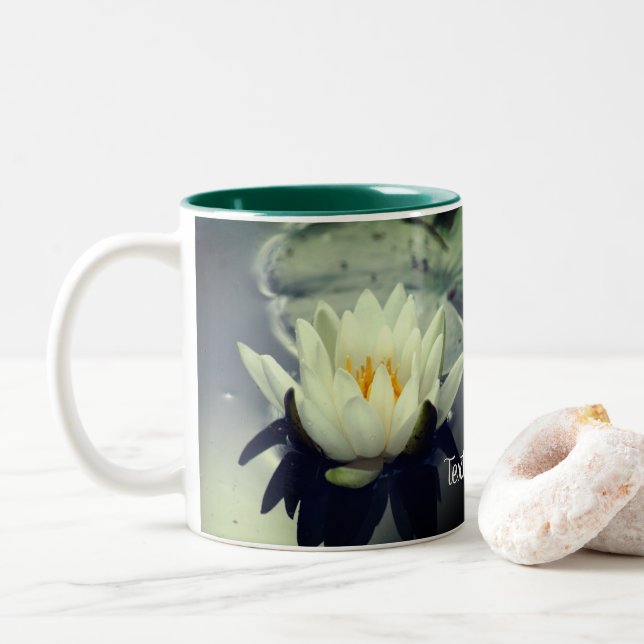 Tasse 2 Couleurs Lily Lotus d'eau blanche Personnalisé (Avec donut)