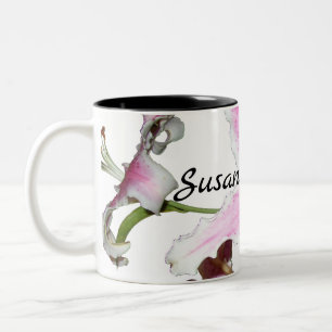 Tasse 2 Couleurs Lily rose   Fleur Lily rose sur blanc avec noir