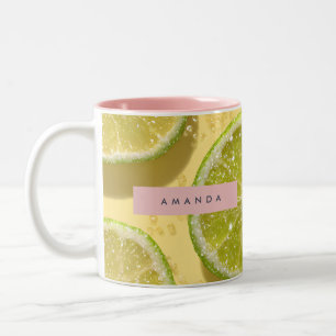 Tasse 2 Couleurs Lime personnalisée tranche de citron vert pailleté
