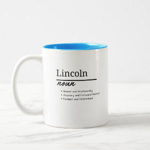 Tasse 2 Couleurs Lincoln, Garçon Personnalisé Nom Définition