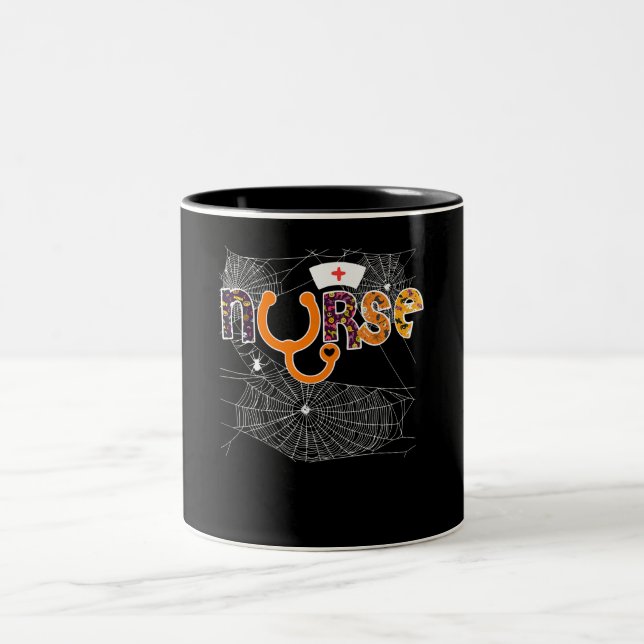 Tasse 2 Couleurs L'Infirmière Halloween avec l'Citrouille Boo Spide (Centre)