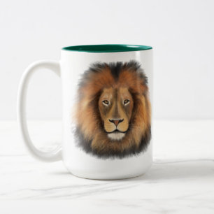 Tasse 2 Couleurs lion aquarelle Leo roi safari animal jungle chat