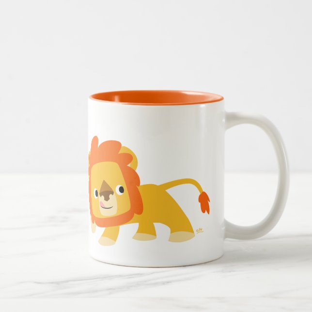 Tasse 2 Couleurs Lion caricature malicieuse (Droit)