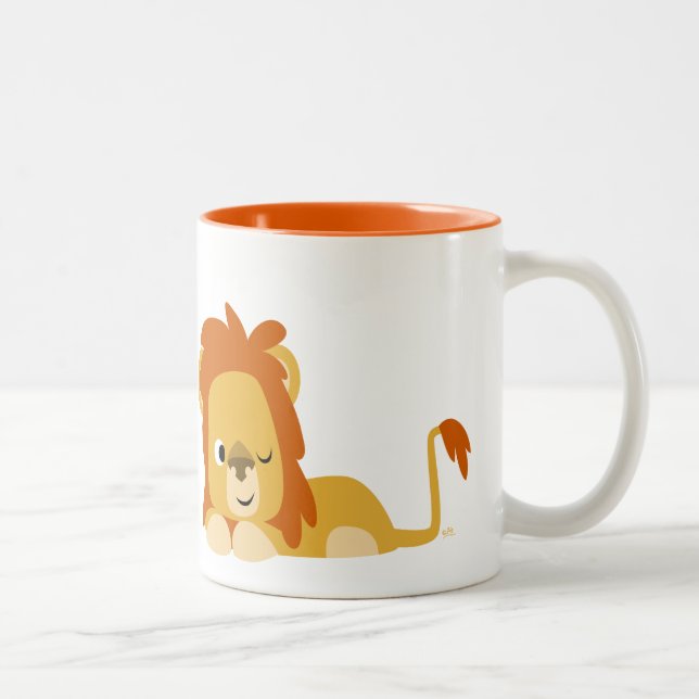 Tasse 2 Couleurs Lion caricature mignon Awake (Droit)