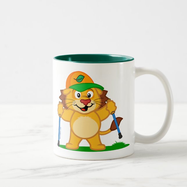 Tasse 2 Couleurs Lion de marche nordique (Droit)