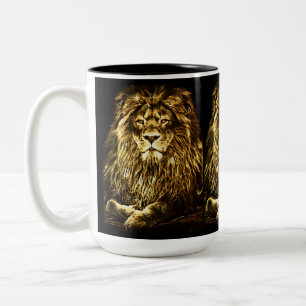 Tasse 2 Couleurs Lions d'or majestueux