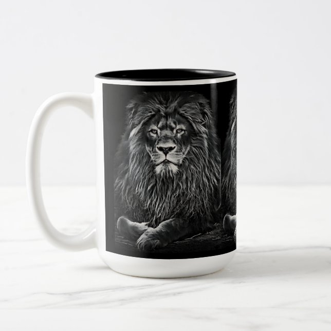 Tasse 2 Couleurs Lions gris majestueux (Gauche)