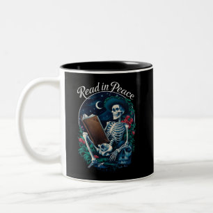 Tasse 2 Couleurs Lire en paix squelette amateur de livre bibliophil