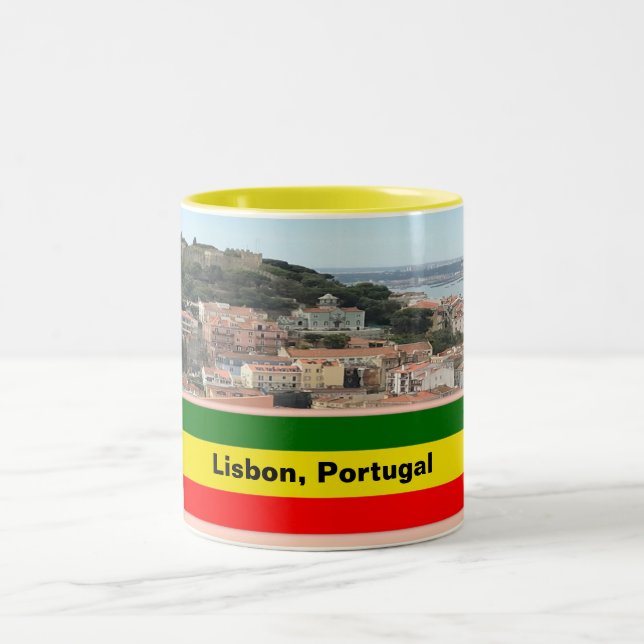 Tasse 2 Couleurs Lisbonne, Portugal Skyline (Centre)