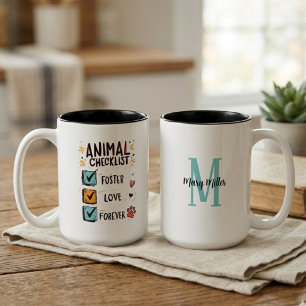 Tasse 2 Couleurs Liste de contrôle de l'amoureux des animaux pour l