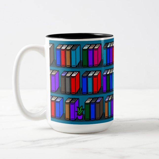 Tasse 2 Couleurs Little Library Book Shelts Turquoise (Gauche)