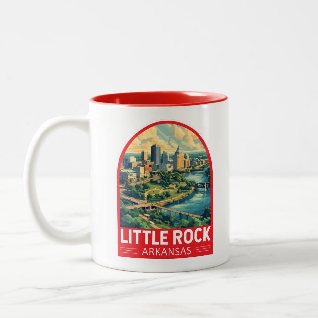 Tasse 2 Couleurs Little Rock Arkansas Travel Art Emblem (Gauche)