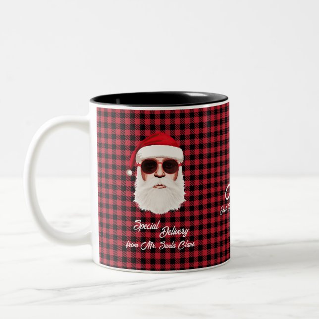 Tasse 2 Couleurs Livraison spéciale amusante Père Noël Red Black Bu (Gauche)