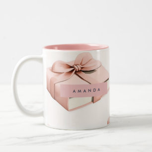 Tasse 2 Couleurs Livre à motif de nœud rose Coquette personnalisé