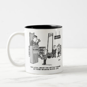 Tasse 2 Couleurs Livre de bibliothèque en retard. Pénalité sévère p