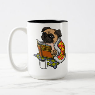 Tasse 2 Couleurs Livre de carlin Lecture Lover Chien mignon animal 