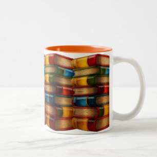 Tasse 2 Couleurs Livre Peint - Pile 3D de Romans en Résine Colorés