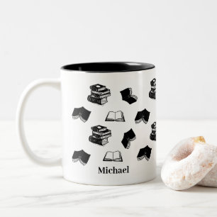 Tasse 2 Couleurs Livre personnalisé de nom de bibliophile modèle de