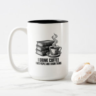 Tasse 2 Couleurs Livres & Café Gravure Vintage