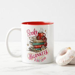 Tasse 2 Couleurs Livres Couvertures et Chocolat Chaud