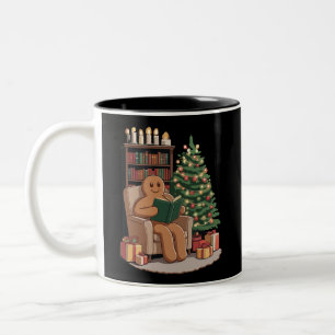 Tasse 2 Couleurs Livres de lecture Rétro Gingerbread Noël Enseignan