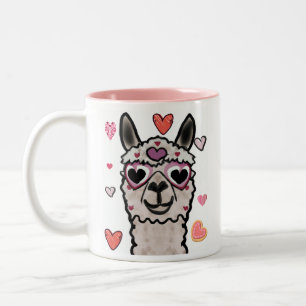 Tasse 2 Couleurs Llama cool avec lunettes de coeur