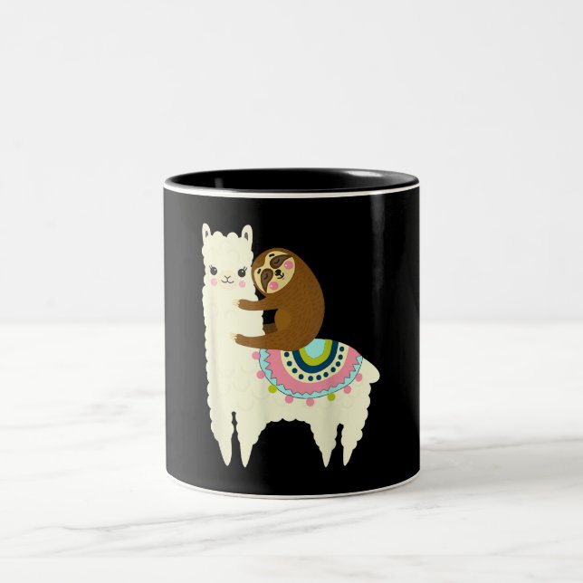 Tasse 2 Couleurs Llama Gift| Llama mignonne et Sloth, meilleurs ami (Centre)