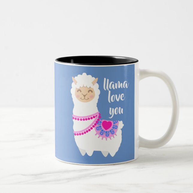 Tasse 2 Couleurs Llama t'aime pun de la Saint-Valentin (Droit)