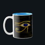 Tasse 2 Couleurs L'oeil du Horus<br><div class="desc">Tasse à café avec l'Oeil de Horus symbole de protection dans l'Egypte ancienne pour votre maison ou mur de bureau. Cette tasse de café présente l'oeil Horus sur les Hiéroglyphes et les yeux Horus.</div>