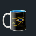 Tasse 2 Couleurs L'oeil du Horus<br><div class="desc">Tasse à café avec l'Oeil de Horus symbole de protection dans l'Egypte ancienne pour votre maison ou mur de bureau. Cette tasse de café présente l'oeil Horus sur les Hiéroglyphes et les yeux Horus.</div>