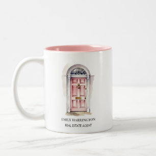 Tasse 2 Couleurs Logo aquarelle Porte Rose Agent immobilier