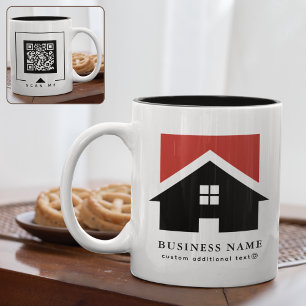 Tasse 2 Couleurs Logo Black White Business + code QR Promotionnel