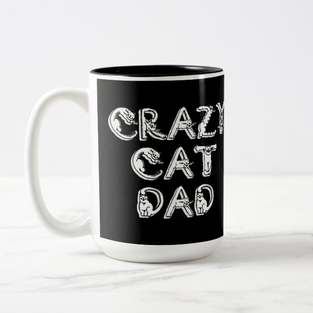 Tasse 2 Couleurs Logo blanc Crazy Cat Dad (Gauche)