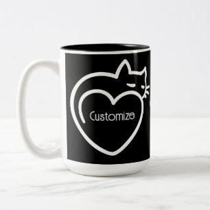 Tasse 2 Couleurs Logo blanc personnalisé d'amour de chats