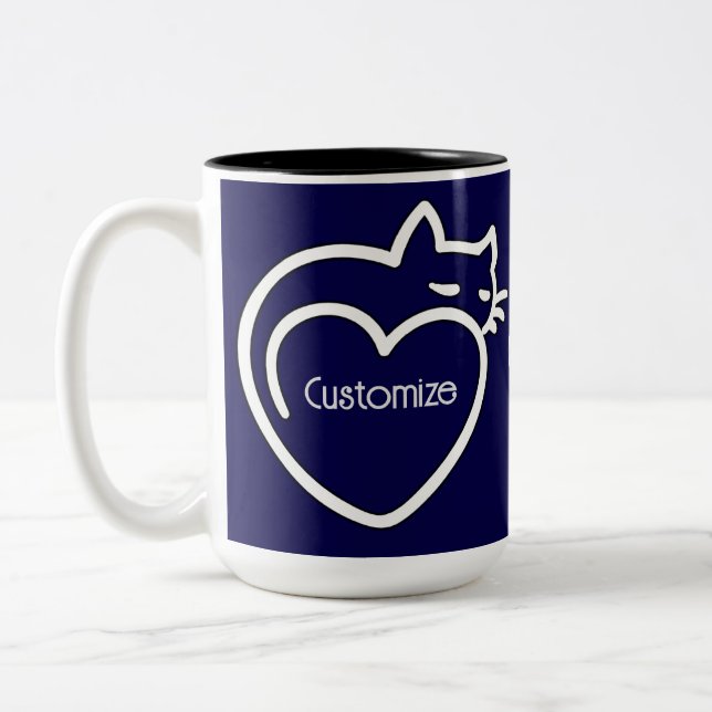Tasse 2 Couleurs Logo blanc personnalisé d'amour de chats (Gauche)