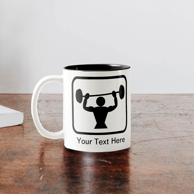 Tasse 2 Couleurs Logo Bodybuilder / Weightlifter personnalisable (Créateur téléchargé)