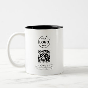 Tasse 2 Couleurs Logo de code Qr minimaliste d'entreprise simple
