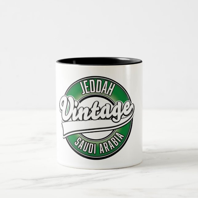 Tasse 2 Couleurs logo de jeddah arabie saoudite (Centre)