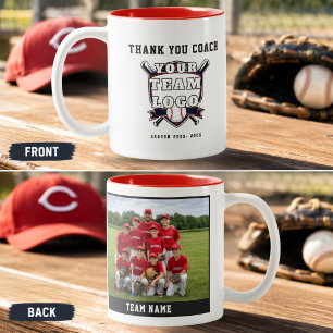 Tasse 2 Couleurs Logo de l'équipe de baseball Photo Merci l'entraîn