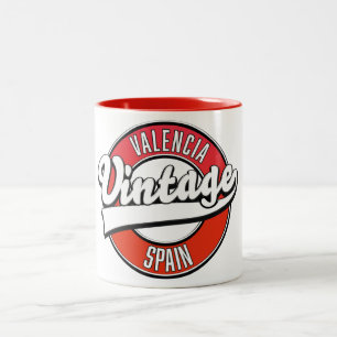 Tasse 2 Couleurs logo de valencia espagne style rétro
