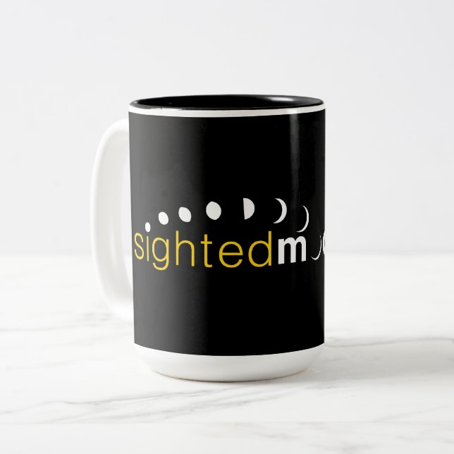 Tasse 2 Couleurs Logo Lune Jaune Noire Vue (Devant gauche)
